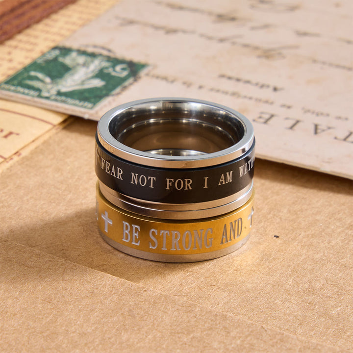 Christianartworkshop Engraved Cross Scripture Rotatable Anxiety Relief Wide Band Ring: Timeless Emblem of Unshakable Sacred Faith - image 1