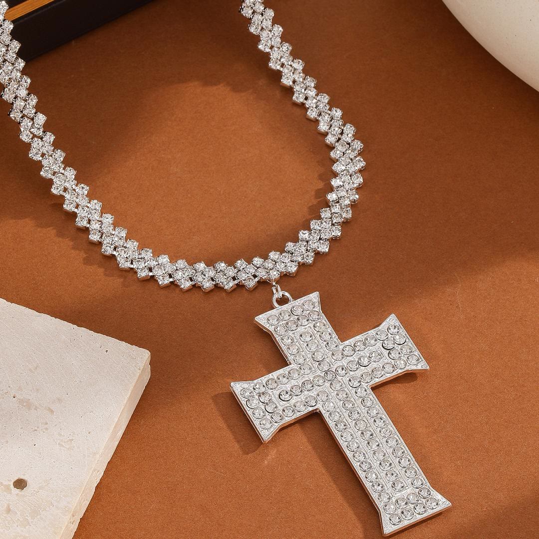 Christianartworkshop Multi-Style Radiant Arrow Tip Cross Full Sparkle Inlaid Tennis Chain Pendant Necklace: Timeless Emblem of Gentle Heavenly Guardianship - Broad Cross - image 8