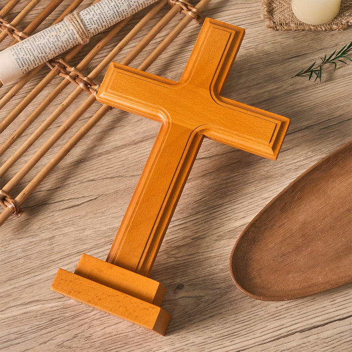 Christianartworkshop Wooden Cross Desktop Ornament with Base: A Subtle Sign of Spiritual Serenity - image 3
