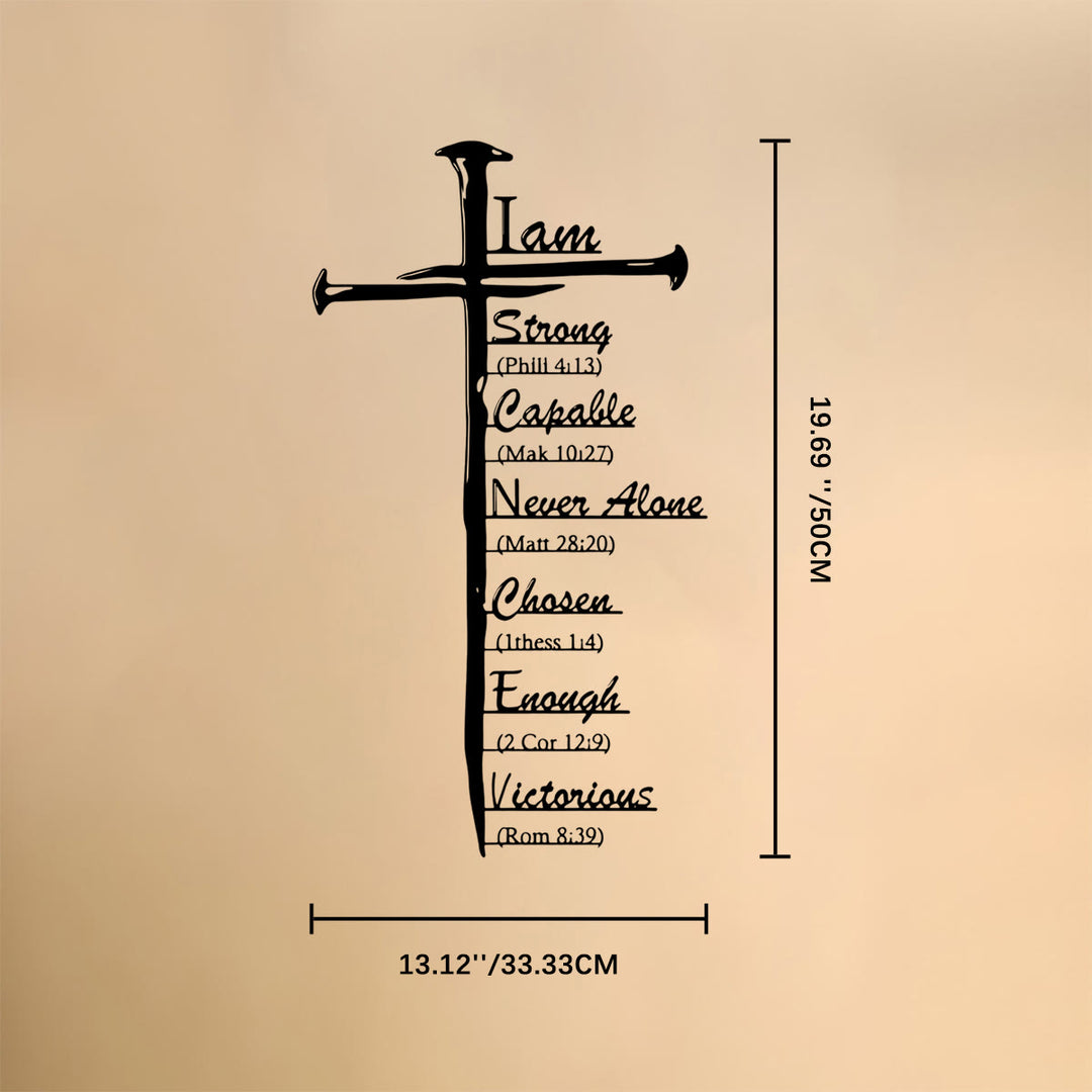 Christianartworkshop Nail Shaped Cross Biblical Affirmation Scripture Metal Wall Decor: Timeless Emblem of Sacred Redemptive Grace - 13.12''*19.69''*0.05''/33.33cm*50cm*0.12cm - image 8