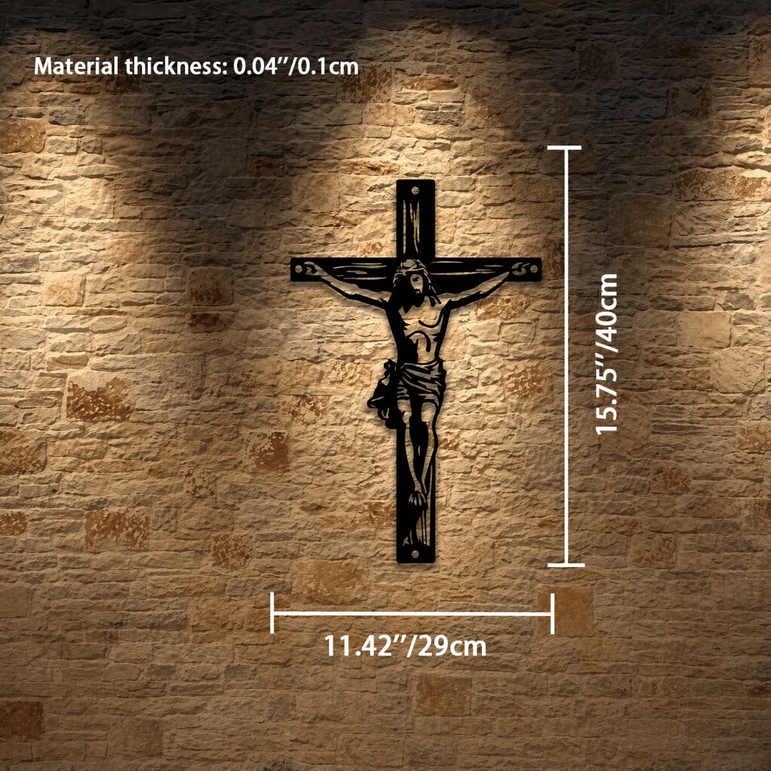 Christianartworkshop Jesus Crucifix Silhouette Metal Wall Decor: Timeless Emblem of Sacred Redemptive Grace - 11.42''*15.75''*0.04''/29*40*0.1cm - image 6
