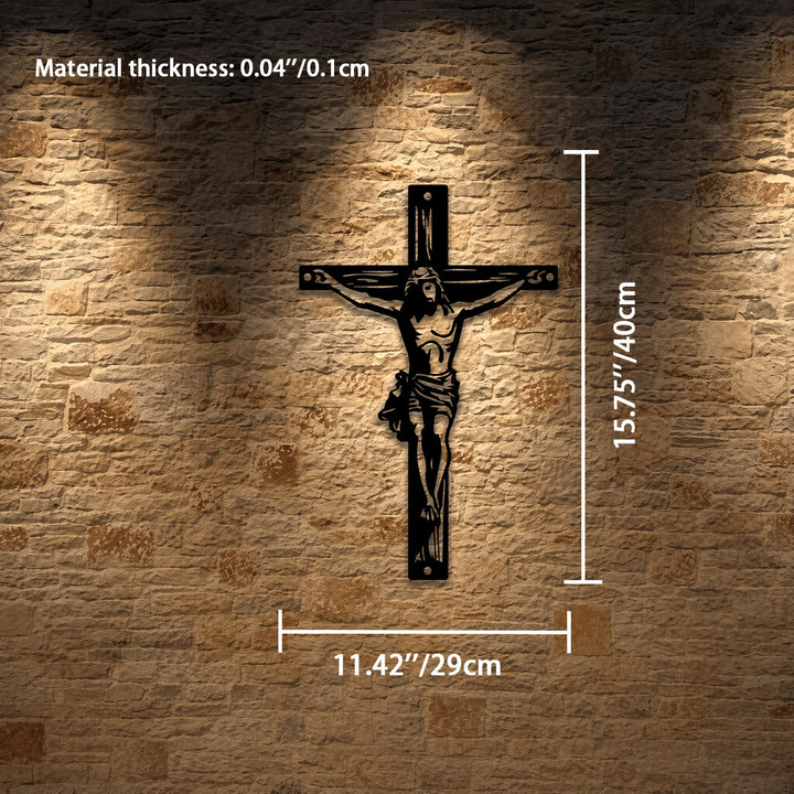 Christianartworkshop Jesus Crucifix Silhouette Metal Wall Decor: Timeless Emblem of Sacred Redemptive Grace - 11.42''*15.75''*0.04''/29*40*0.1cm - image 6