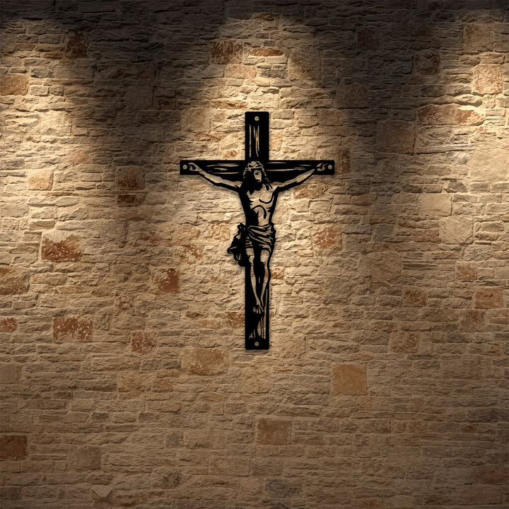 Christianartworkshop Jesus Crucifix Silhouette Metal Wall Decor: Timeless Emblem of Sacred Redemptive Grace - image 4