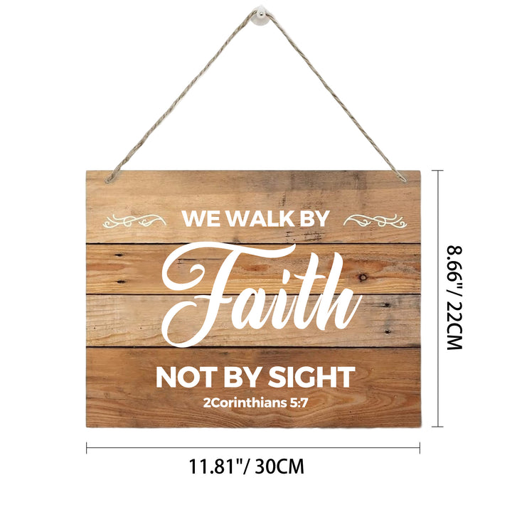 Christianartworkshop 2 Corinthians 5:7 Bible Verse Rustic Wooden Hanging Wall Decor: Emblem of Devotional Belief - 11.81''*10.24''*0.2''/30*22*0.5cm - image 4