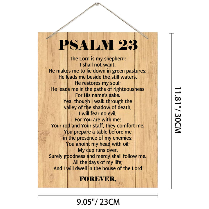 Christianartworkshop Psalm 23 Full Scripture Rustic Plank Wooden Wall Decor: Emblem of Divine Shepherdly Protection - 9.06''*11.81''*0.2''/23*30*0.5cm - image 4