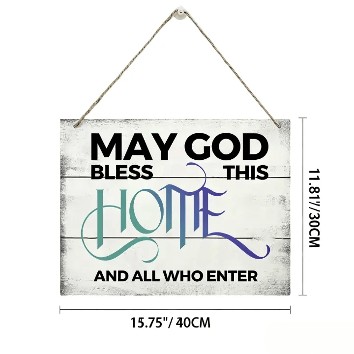 Christianartworkshop May God Bless This Home Distressed White Wooden Wall Decor: Emblem of Household Divine Blessing - 15.75''*11.81''*0.2''/40*30*0.5cm - image 5