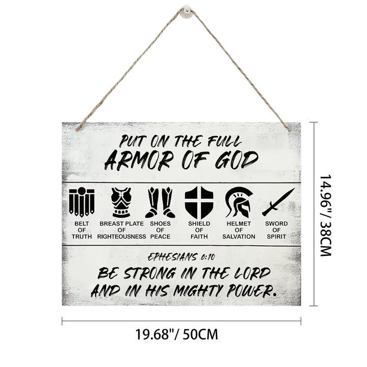 Christianartworkshop Put On The Full Armor of God White Distressed Wooden Wall Decor: Emblem of Spiritual Battle Fortitude - 19.69''*14.96''*0.2''/50*38*0.5cm - image 6