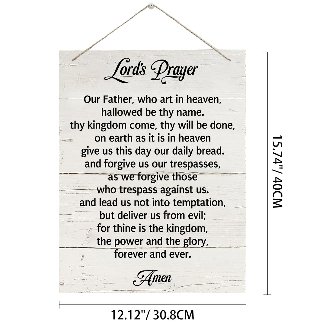 Christianartworkshop The Lord's Prayer Full Text White Distressed Wooden Wall Decor: Emblem of Devout Daily Prayer - 12.13''*15.75''*0.2''/30.8*40*0.5cm - image 5