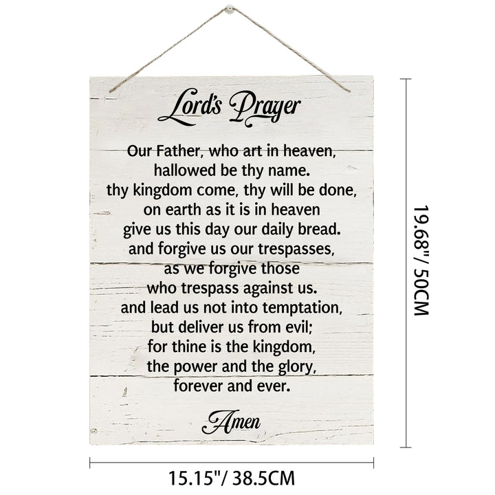 Christianartworkshop The Lord's Prayer Full Text White Distressed Wooden Wall Decor: Emblem of Devout Daily Prayer - 15.16''*19.69''*0.2''/38.5*50*0.5cm - image 6