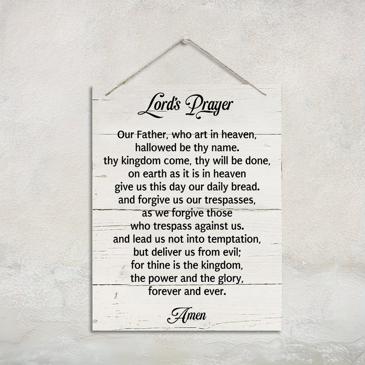 Christianartworkshop The Lord's Prayer Full Text White Distressed Wooden Wall Decor: Emblem of Devout Daily Prayer - image 2