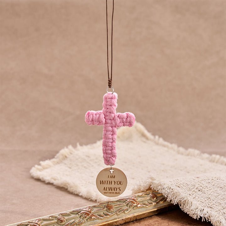 Christianartworkshop Matthew 28:20 Scripture Engraved Wooden Disc Stone Cross Car Charm: A Reminder of Merciful Divine Protection on Every Trip - image 13