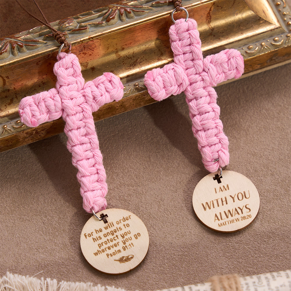 Christianartworkshop Matthew 28:20 Scripture Engraved Wooden Disc Stone Cross Car Charm: A Reminder of Merciful Divine Protection on Every Trip - image 10