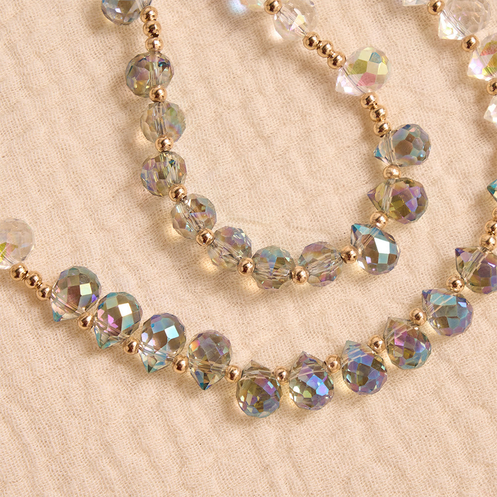 Christianartworkshop Gradient Iridescent Teardrop Glass Rosary With Jeweled Gilded Cross & Our Lady of Aparecida Medallion - image 6