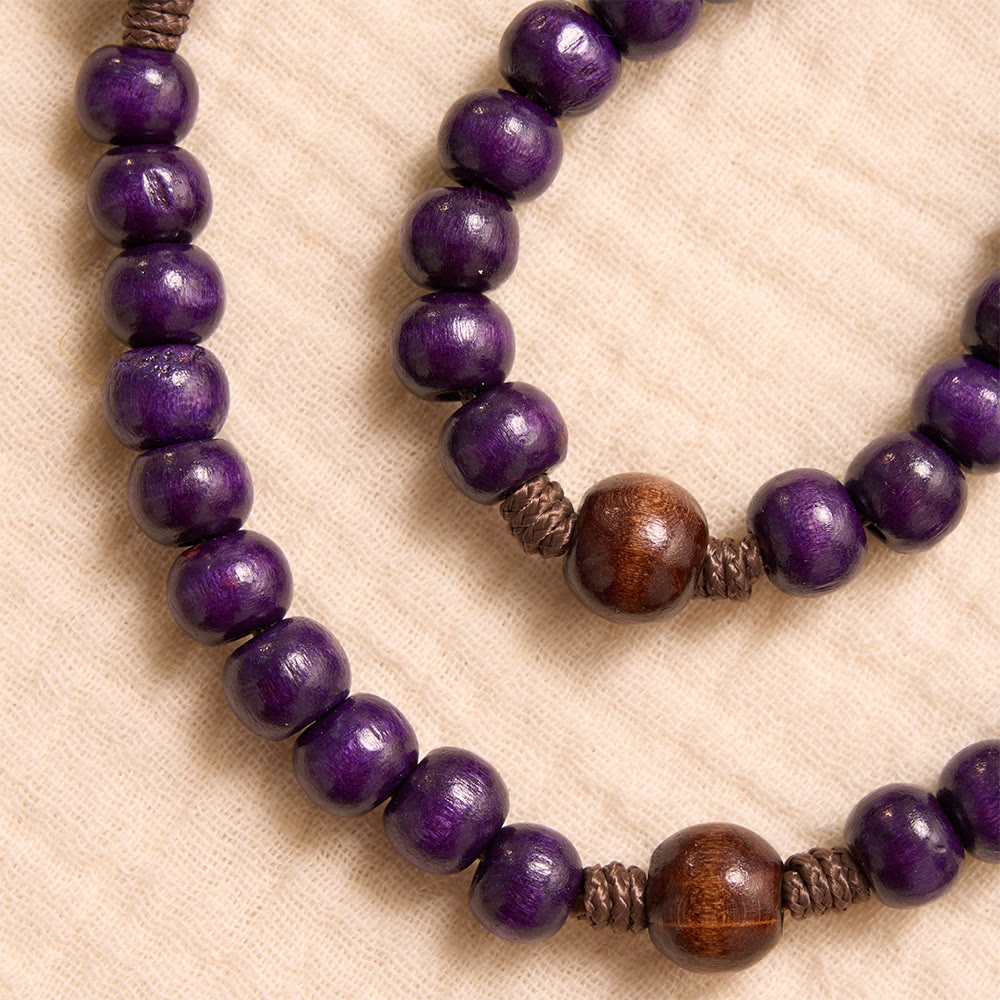 Christianartworkshop Purple Wooden Rosary With Bronze Crucifix & Embossed Holy Family Medallion - image 5
