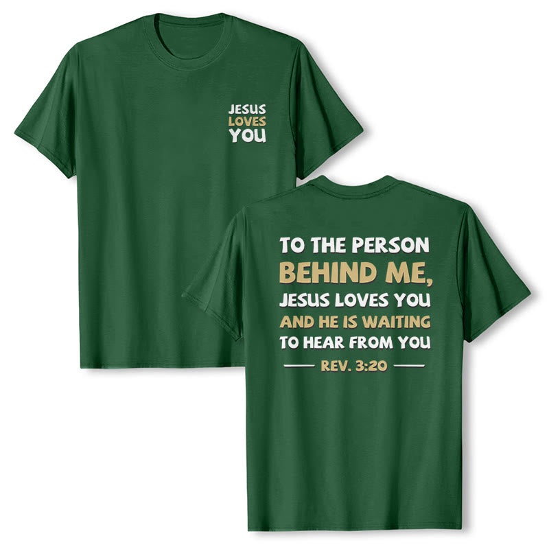 Christianartworkshop Dual-Side Two-Tone Scripture REV.3:20 Letter Print Casual Classic T-Shirt - image 13