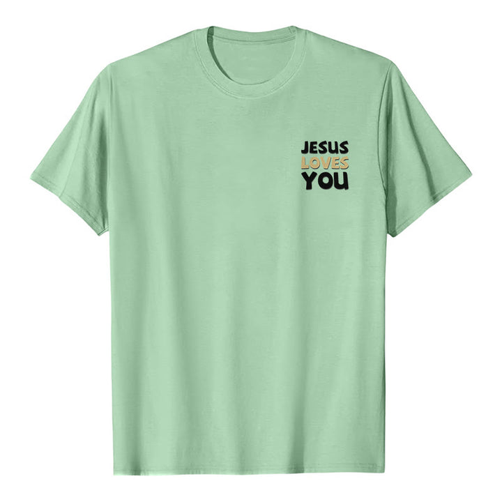Christianartworkshop Dual-Side Two-Tone Scripture REV.3:20 Letter Print Casual Classic T-Shirt - image 26