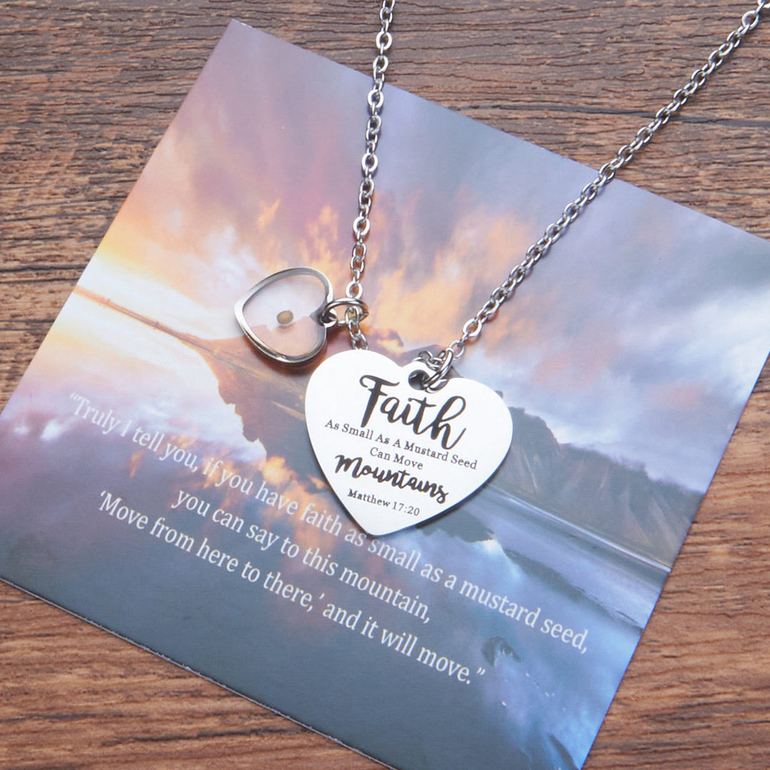 Christianartworkshop Dual Heart Locket Mustard Seed Matthew 17:20 Scripture Necklace: Emblem of Mighty Unwavering Faith - image 3