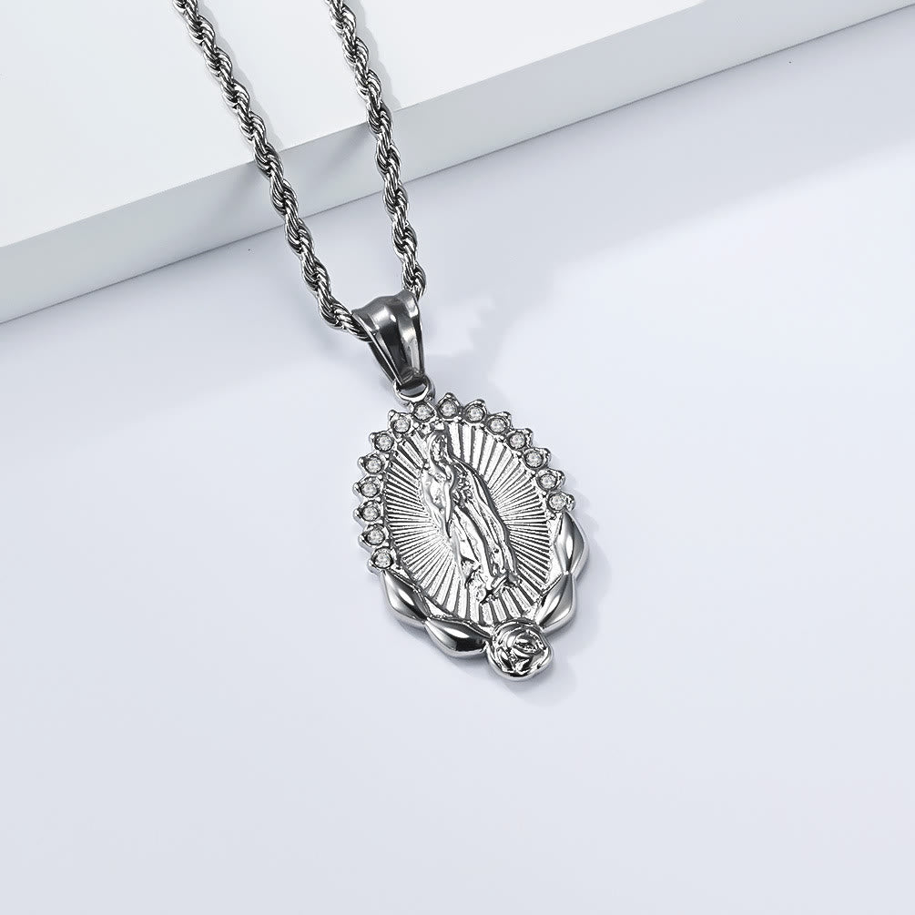 Christianartworkshop Luminous Zircon Our Lady Rose Rope Necklace: Token of Heavenly Benevolence - image 5