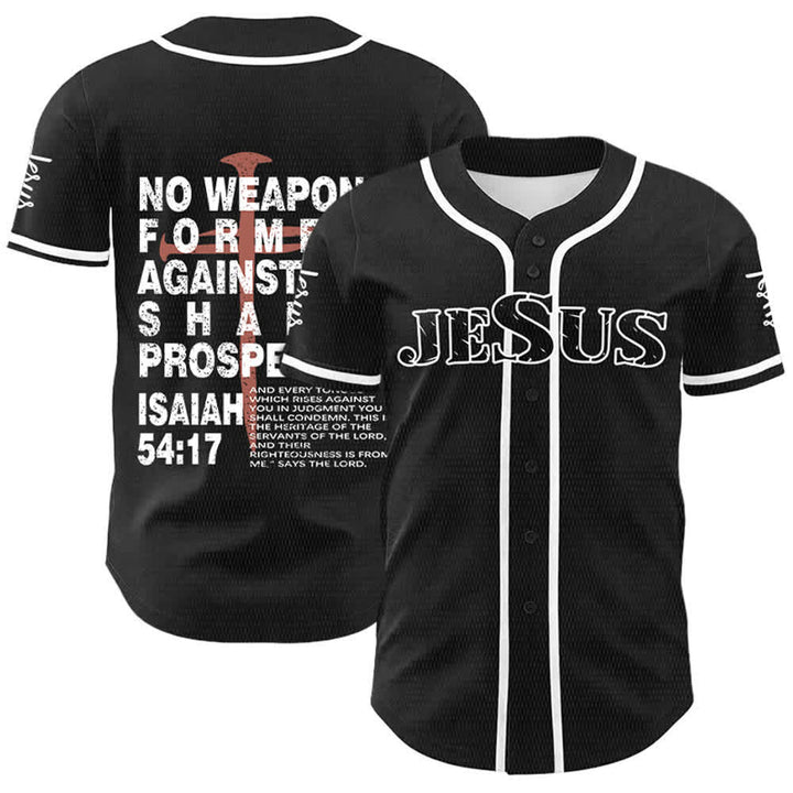 Christianartworkshop No Weapon Formed Against Me Shall Prosper Baseball Jersey - White - 5XL - image 0