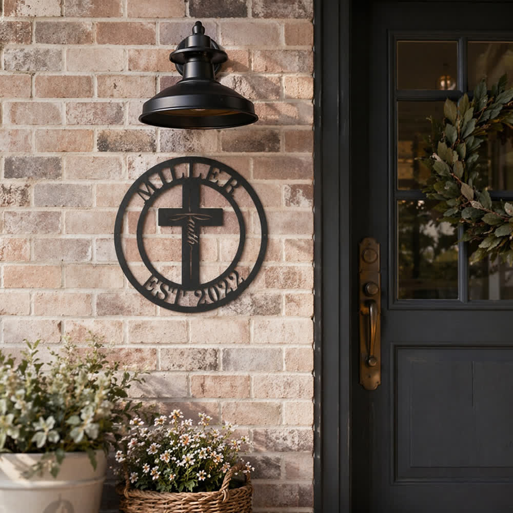 Christianartworkshop Custom Name & Year Faith Cross Circular Metal Wall Decor: Symbol of Family Shared Grace - image 5