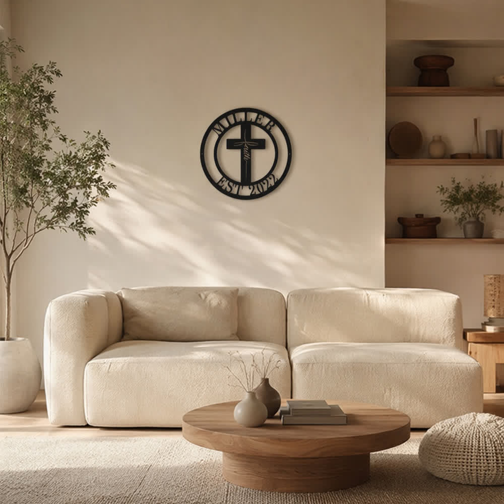 Christianartworkshop Custom Name & Year Faith Cross Circular Metal Wall Decor: Symbol of Family Shared Grace - image 7