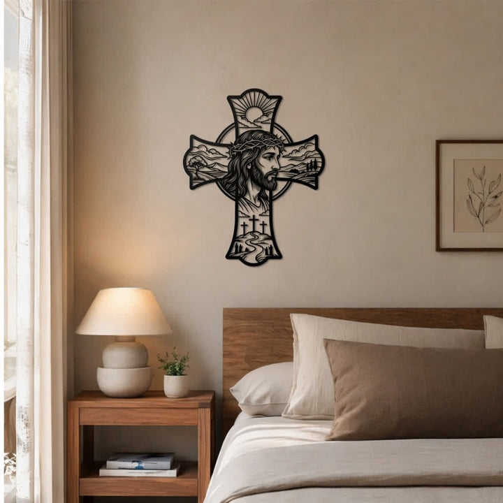 Christianartworkshop Hilltop Triple Cross Thorn Crown Jesus Laser Cut Metal Wall Decor: Fills Prayer Corners With Mild Divine Warmth - image 6