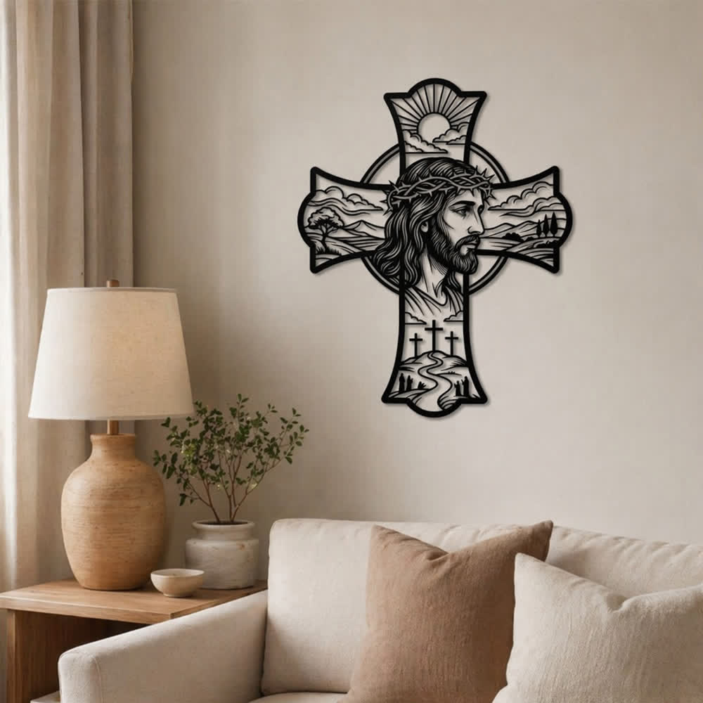 Christianartworkshop Hilltop Triple Cross Thorn Crown Jesus Laser Cut Metal Wall Decor: Fills Prayer Corners With Mild Divine Warmth - image 7