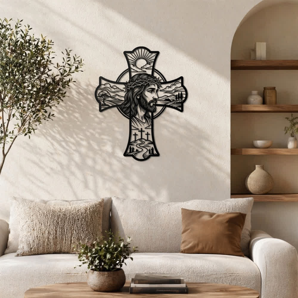 Christianartworkshop Hilltop Triple Cross Thorn Crown Jesus Laser Cut Metal Wall Decor: Fills Prayer Corners With Mild Divine Warmth - image 8