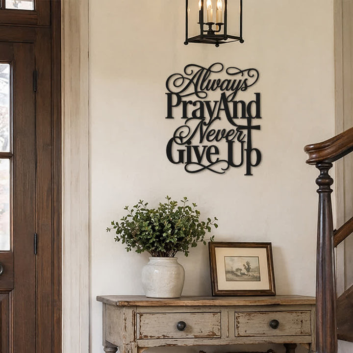Christianartworkshop Intertwined Cursive Sacred Cross Always Pray And Never Give Up Metal Wall Decor: Cherishable Long-Lasting Spiritual Keepsake - image 4