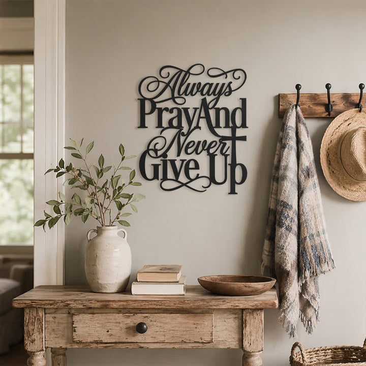 Christianartworkshop Intertwined Cursive Sacred Cross Always Pray And Never Give Up Metal Wall Decor: Cherishable Long-Lasting Spiritual Keepsake - image 2