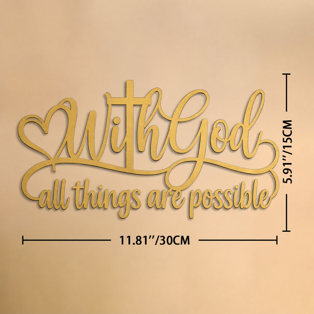 Christianartworkshop Golden Heart Cross With God All Things Possible Metal Wall Decor: Symbol of Boundless Divine Strength - 11.81''*5.91''*0.04''/30*15*0.1cm - image 7