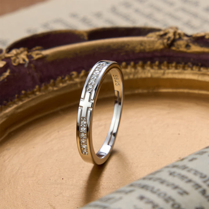 Christianartworkshop Dual Style Cross Sterling Silver Adjustable Couple Ring Set: Emblem of Unified Heavenly Covenant - image 5