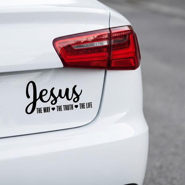 Christianartworkshop  Cursive Script Jesus The Way The Truth The Life Heart Accent Car Window Sticker - image 4