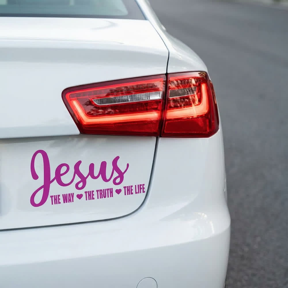 Christianartworkshop  Cursive Script Jesus The Way The Truth The Life Heart Accent Car Window Sticker - image 8