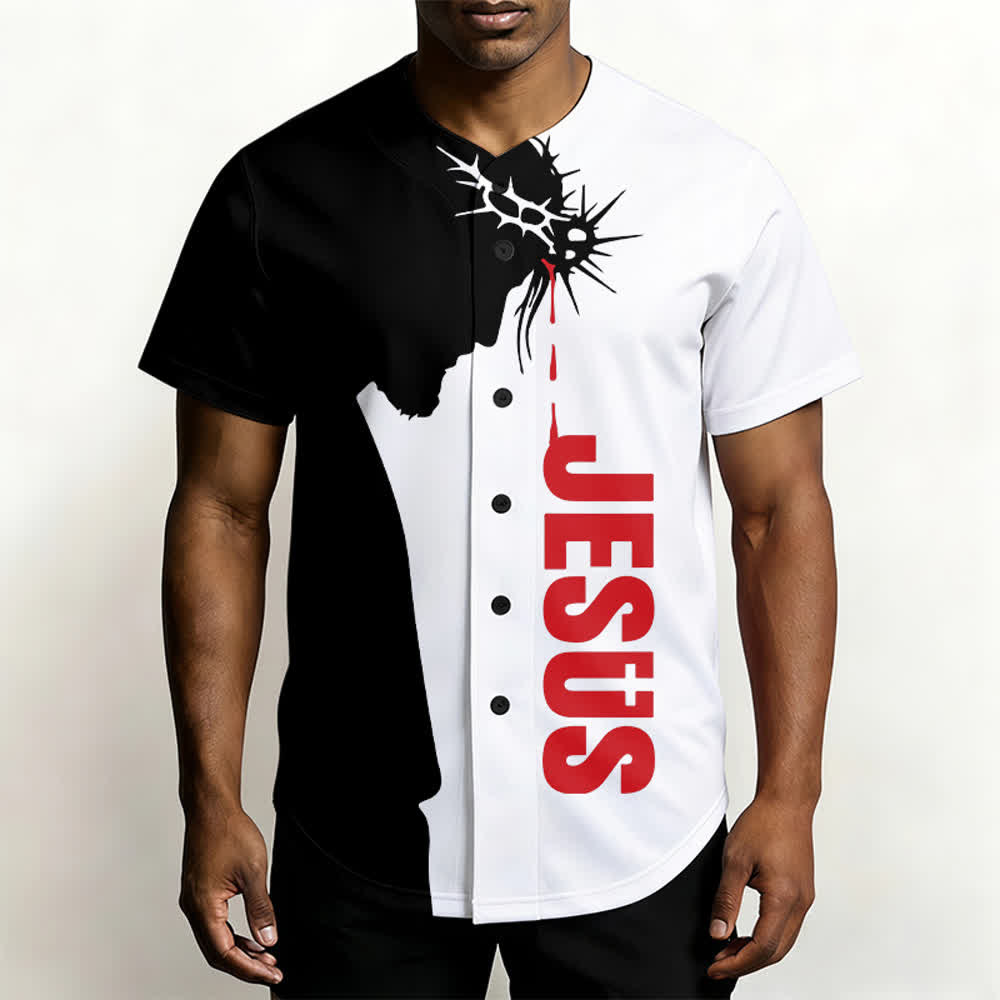 Christianartworkshop Jesus My Everything Split Faith Unisex Baseball Jersey - image 3