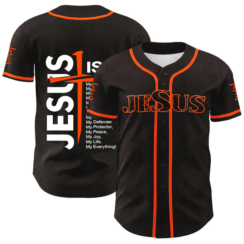 Christianartworkshop Jesus Is My Everything Faith Unisex Baseball Jersey - Orange - 5XL - image 12
