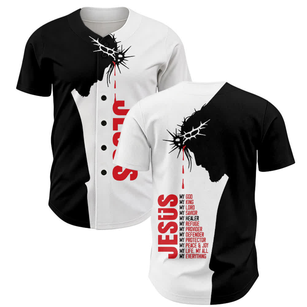 Christianartworkshop Jesus My Everything Split Faith Unisex Baseball Jersey - Jesus My Everything - 5XL - image 0
