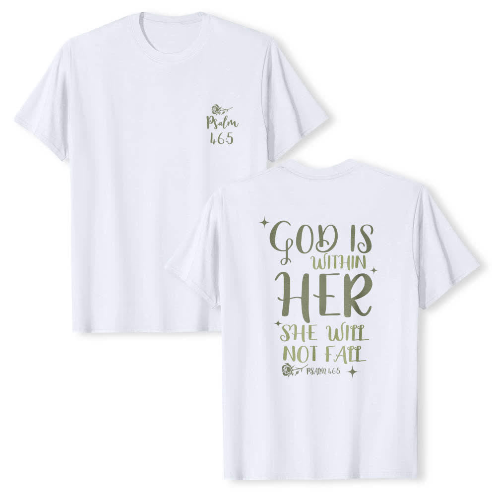 Christianartworkshop Dual-Side God Is Within Her Psalm 46:5 Letter Print Classic T-shirt - White - 2XL - image 15