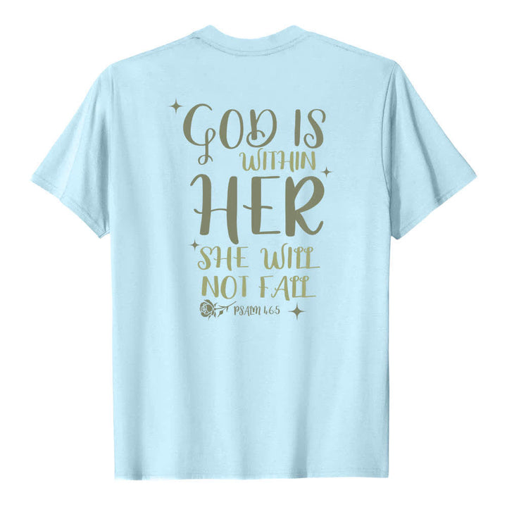 Christianartworkshop Dual-Side God Is Within Her Psalm 46:5 Letter Print Classic T-shirt - image 4