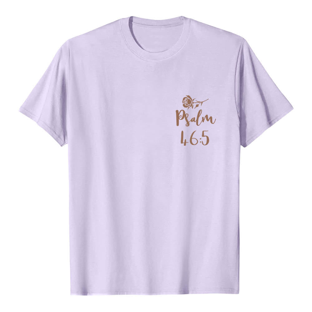 Christianartworkshop Dual-Side God Is Within Her Psalm 46:5 Letter Print Classic T-shirt - image 8