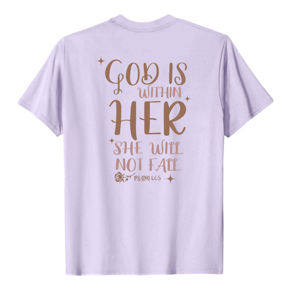 Christianartworkshop Dual-Side God Is Within Her Psalm 46:5 Letter Print Classic T-shirt - image 7