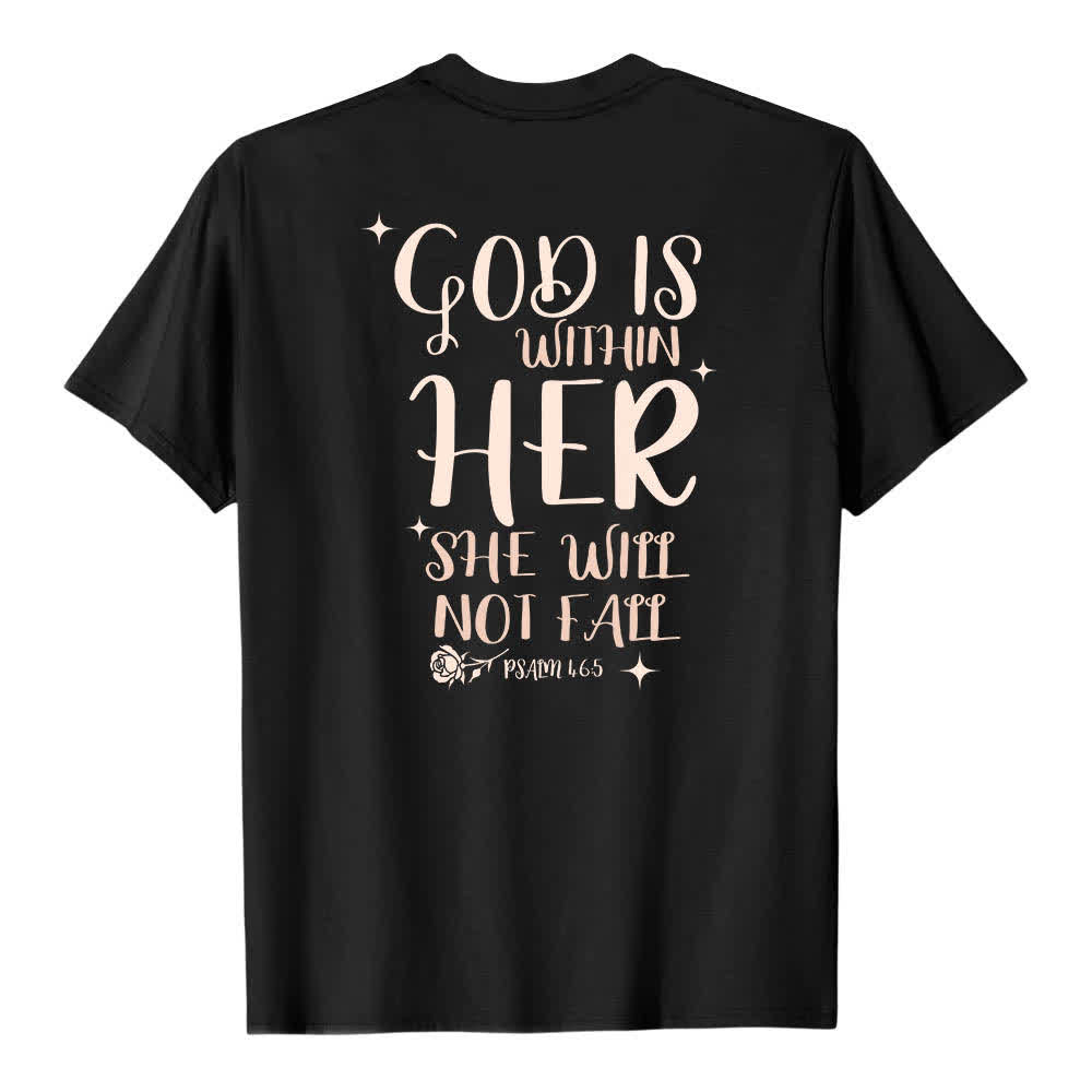 Christianartworkshop Dual-Side God Is Within Her Psalm 46:5 Letter Print Classic T-shirt - image 1