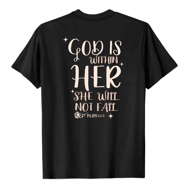 Christianartworkshop Dual-Side God Is Within Her Psalm 46:5 Letter Print Classic T-shirt - image 1