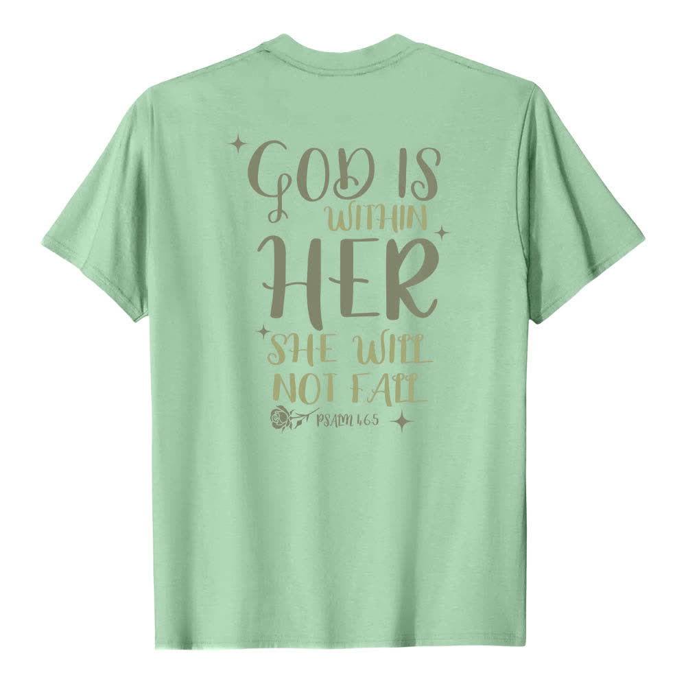 Christianartworkshop Dual-Side God Is Within Her Psalm 46:5 Letter Print Classic T-shirt - image 10