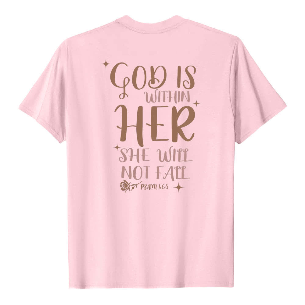 Christianartworkshop Dual-Side God Is Within Her Psalm 46:5 Letter Print Classic T-shirt - image 13