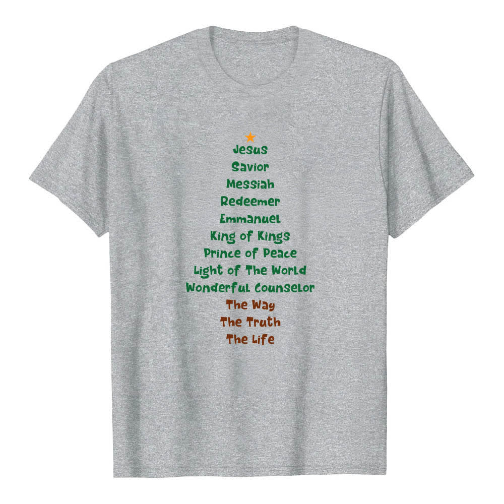 Christianartworkshop Dual-Side Jesus Names Christmas Tree Letter Print Classic T-shirt - image 25