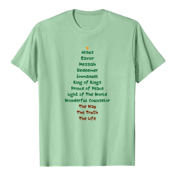 Christianartworkshop Dual-Side Jesus Names Christmas Tree Letter Print Classic T-shirt - image 13