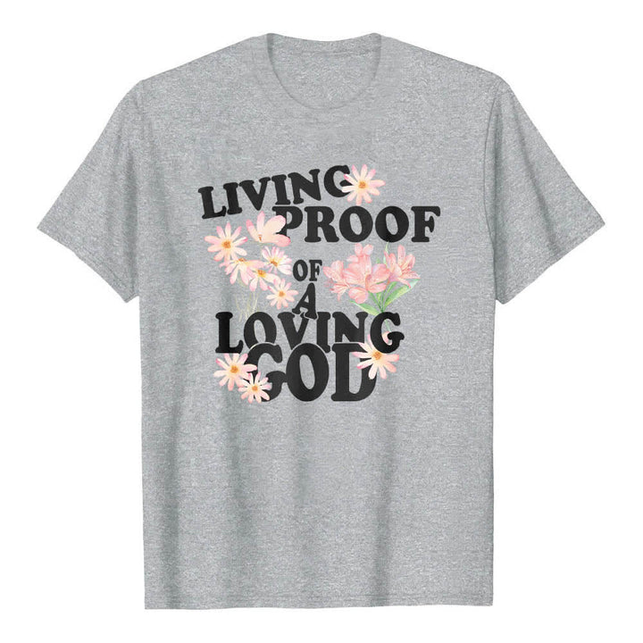 Christianartworkshop Dual-Side Living Proof Of A Loving God Floral Letter Print Classic T-shirt - image 7