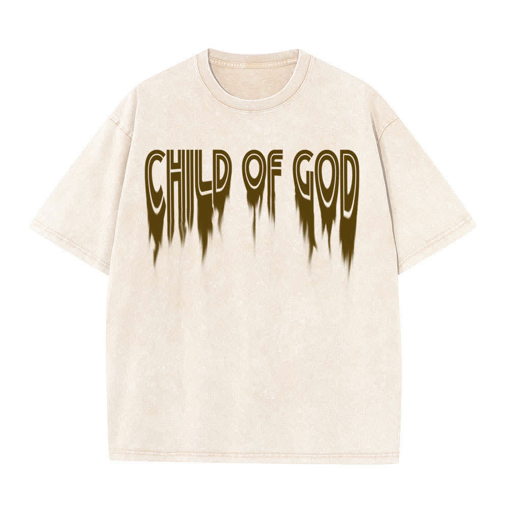 Christianartworkshop Dual-Side Child Of God John 1:12 Distressed Letter Print Washed T-shirt - image 20