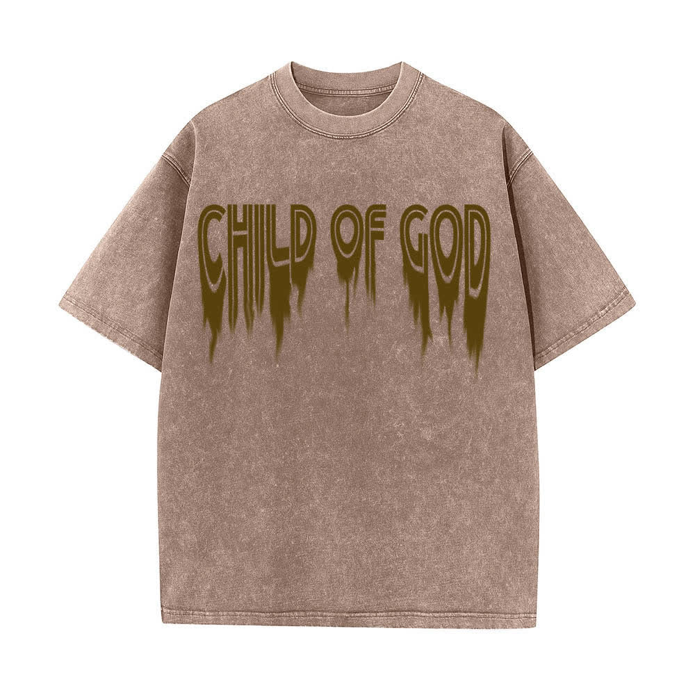Christianartworkshop Dual-Side Child Of God John 1:12 Distressed Letter Print Washed T-shirt - image 8